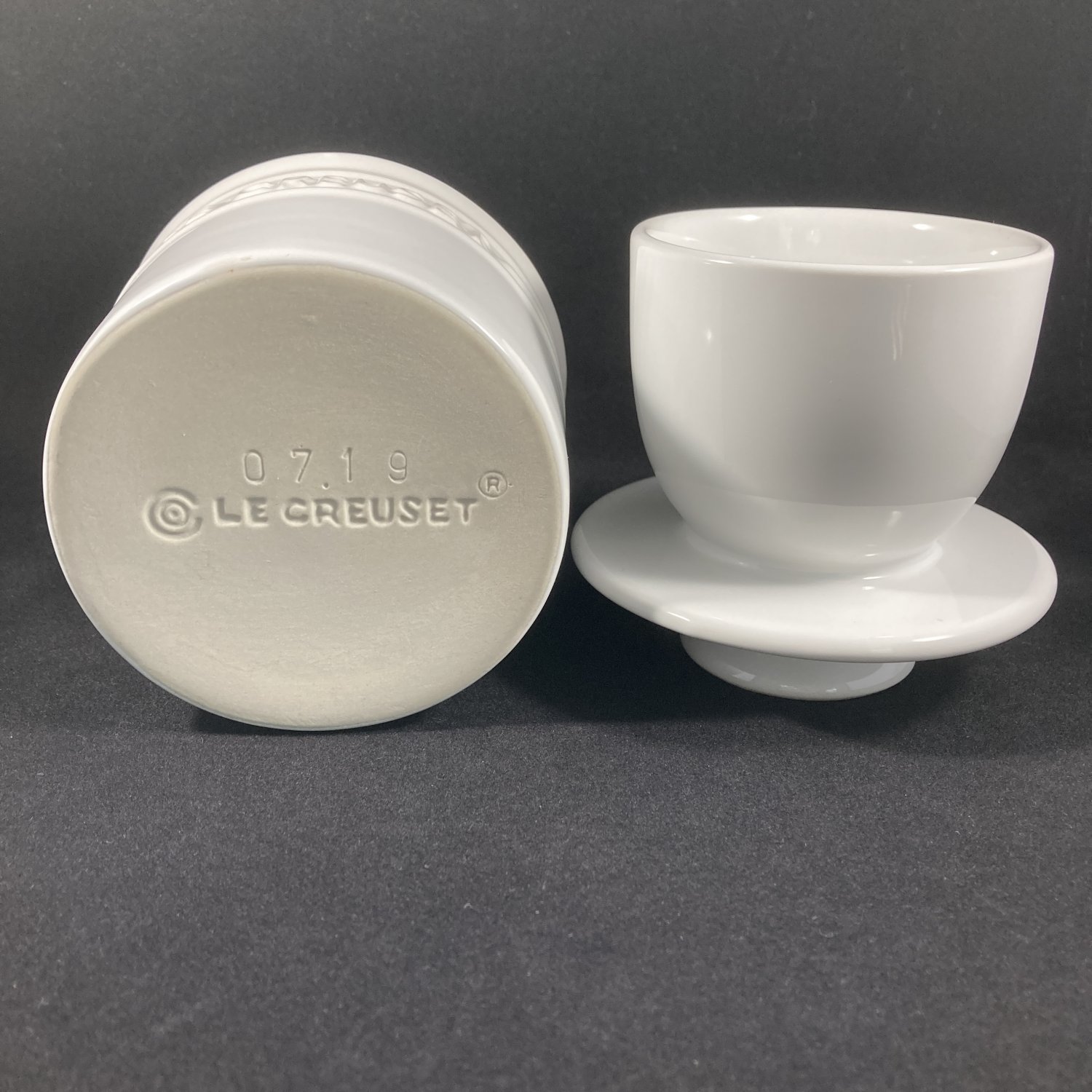 Le Creuset Butter Bell Crock White Ceramic EUC