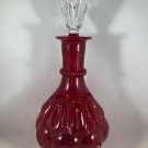Vintage L.E. Smith Moon and Stars Ruby Red Decanter with Clear Stopper EUC USA