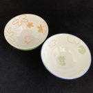Porcelain Rice Footed Bowls Baby Chick and Frog with Flowers EUC