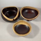 Vintage Small Exotic Wood Bowl Set Hand Turned Lovely Shapes Unsigned