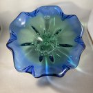 Royal Gallery Mimi Large Bowl Blue & Green Flower Shaped - EUC Poland Crystal