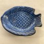 Blue Fish Dipping Bowl Set Sushi Decorative 1 signed 1 unsigned EUC