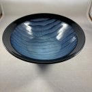 Art Studio Footed Bowl Black with Blue & Violet Wave 7 3/4" EUC Signed Japan