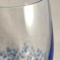 (2) Stemless Wine Glasses Handblown Art Glass Blue & Violet Fused Confetti EUC