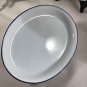 (3) American Airlines Plates Oval Ceramic White with Navy Blue Trim Set of 3 EUC