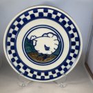 DEAN Folk Art Pottery 10" Plate Blue Checkered Chicken by Debbie Dean EUC Farm House USA