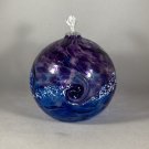Kitras Art Glass Oil Lamp Blue Violet Starry Night EUC Gorgeous!
