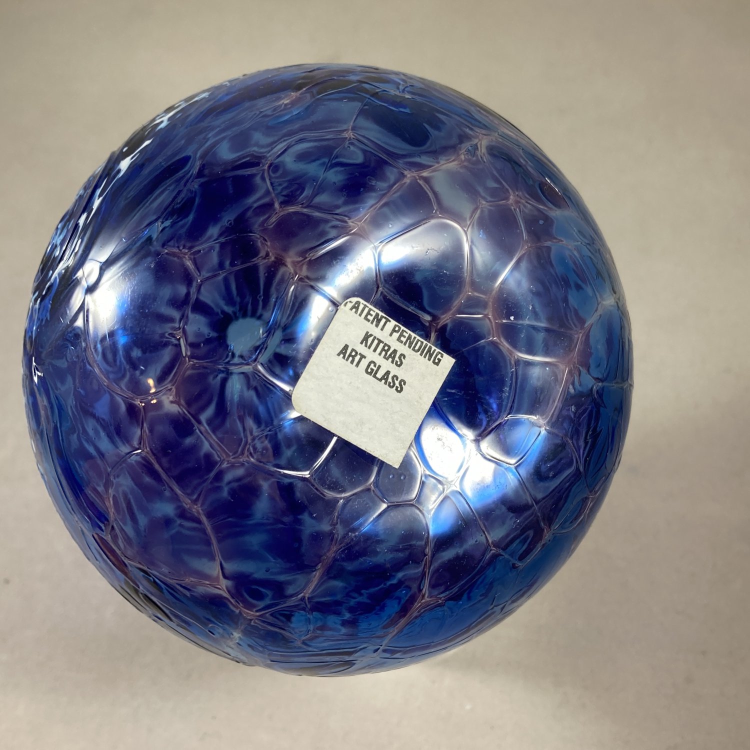 Kitras Art Glass Oil Lamp Blue Violet Starry Night EUC USA