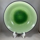 Kotobuki Bowl Emerald Green Crackle Glass Footed VGUC Japan