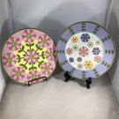 (2) Gorham 8" Plates with Green Trim Pink Purple MerryGoRound Mary Quite Contrary