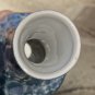 Bud Vase Turquoise Violet White Opalescent Drip Lava Glaze unmarked Looks MCM