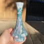 Bud Vase Turquoise Violet White Opalescent Drip Lava Glaze unmarked Looks MCM