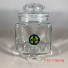 Sante Fe 4" Tall Glass Canister Anchor Hocking Green Yellow Railroad USA