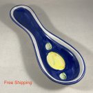 Vintage Amalfi Collection Spoon Rest Lemon Blue Hand Crafted 9 1/2" Italy EUC