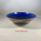 Vintage Sterling Silver Enameled Bowl Cobalt Blue 7 3/8" GUC Reed & Barton USA MCM