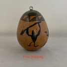 Hand Painted Gourd Shaker Musical Ornament Folk Art Tribal EUC