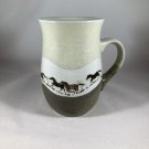 Vintage Sage Green Tankard Ceramic Coffee Mug Mustangs Wild Horses Otagiri