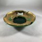 Emerald Green Gilded Round Trinket Tray Saucer Hand Painted Flowers EUC