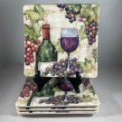 (4) Susan Winget Appetizer Plates Wine & Grapes Melamine by Keller-Charles EUC