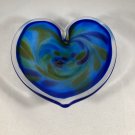 Heart Affection Art Glass Trinket Dish Glass Eye Studio Dark Blue & Green USA EUC Heart Affection Art Glass Trinket Dish Glass Eye Studio Dark Blue & Green USA EUC
