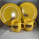 Vintage Rubbermaid Plastic (2) Yellow Plates (1980) & (2) Mugs (1979) New Old Stock. RV Camping