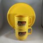Vintage Rubbermaid Plastic (2) Yellow Plates (1980) & (2) Mugs (1979) New Old Stock. RV Camping USA