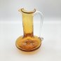 Studio Art Bud Vase Amber Crackle Glass Pitcher 4 1/4" tall EUC Handblown