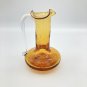 Studio Art Bud Vase Amber Crackle Glass Pitcher 4 1/4" tall EUC Handblown