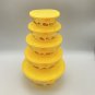 Imperial Sun Flower Glass Nesting Prep Bowls with Plastic Lids Yellow EUC Durable Heat Resistant