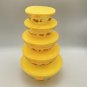 Imperial Sun Flower Glass Nesting Prep Bowls with Plastic Lids Yellow EUC Durable Heat Resistant