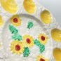 Vintage Deviled Egg Serving Dish Tray with Yellow Flowers Ceramic Japan