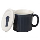 New! Corning Ware 20 oz French White Mug in Midnight Blue NWT