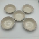Corelle (5) English Breakfast Dessert Bowls 5 3/8" Blue & Pink Trim Beige USA EUC