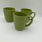 (3) Corelle Mugs Lime Green Stoneware South Beach, Neoleaf, Garden Sketch EUC USA