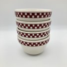 (4) Homer Laughlin Custard Bouillon Cups Maroon Checker Restaurant Ware EUC USA