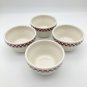 (4) Homer Laughlin Custard Bouillon Cups Maroon Checker Restaurant Ware EUC USA