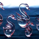 Spun Glass Crystal Swans (Set of 5)