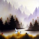 Mountain Cranes / Watercolor Painting (Original)