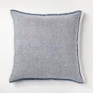 Oversized Reversible Linen Square Throw Pillow with Frayed Edges Blue 24"x24"