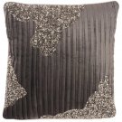 18"x18" Sofia Beaded Pleated Velvet Square Throw Pillow Charcoal/Pewter
