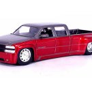 1:24 Scale 1999 Chevrolet Silverado Dually Stock Wheels Two Tone Red Metallic w/ Grey Diecast