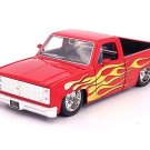 1:24 Scale 1985 Chevrolet C10 Pickup Custom Red w/ Flames (Just Trucks) Diecast Model