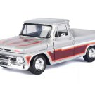 1966 Chevrolet C10 Fleetside Pickup Silver w/ Burgundy Diecast 1:24 Scale Model