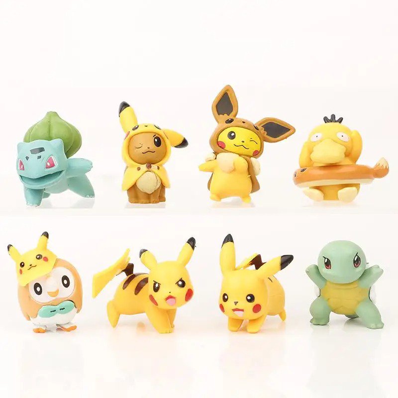 8 Pcs/Set Mini 2-4cm Pokemon Figure Little Elf Pet Pikachu Bulbasaur Squirtle Figurine Anime