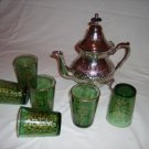 Moroccan chromed copper teapot & glasses set Moroccan chromed copper teapot & glasses set