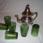 Moroccan chromed copper teapot & glasses set