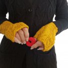 Yellow Handmade Knitted Fingerless Texting Gloves