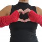 Red Silver Glitter Handmade Knitted Long Fingerless Gloves Armwarmer