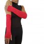 Red Silver Glitter Handmade Knitted Long Fingerless Gloves Armwarmer