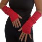Red Silver Glitter Handmade Knitted Long Fingerless Gloves Armwarmer
